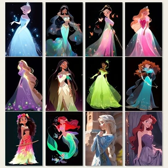 DISNEY Princess Square Trading Card Type Stickers 20 Pieces (SO CUTE!) - Picture 6 of 6